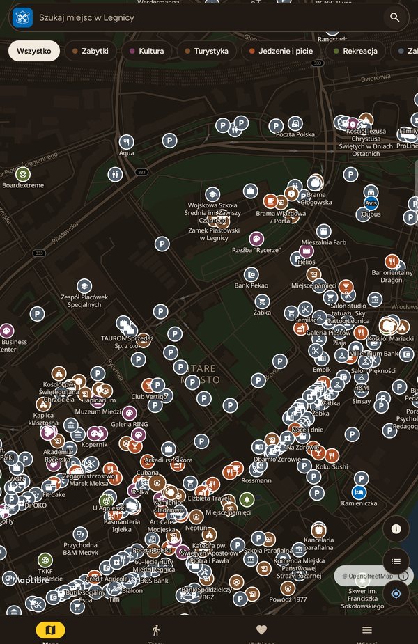 The map of places in Legnica