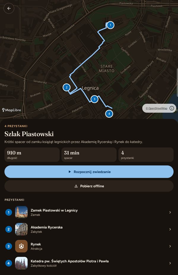 The Piast Trail tour on the map
